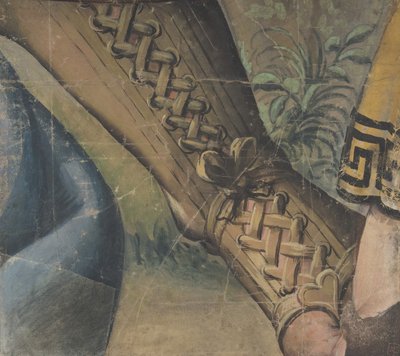 Frammento di un cartone per arazzo: piede in un coturno, drappeggio e una pianta, 1500-1550 da School of Raphael.