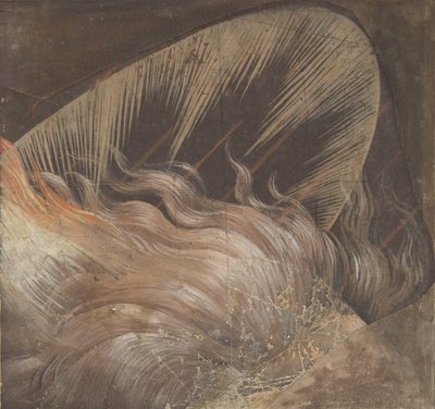 Testa di un apostolo circondata da una lingua di fuoco e un nimbo: frammento, 1500-50 da School of Raphael.