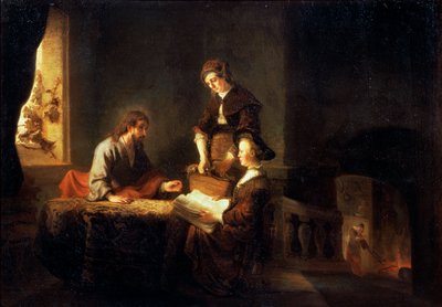 Cristo in casa di Marta e Maria da School of Rembrandt van Rijn