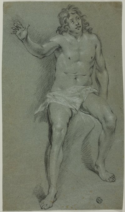 Nudo maschile seduto (recto); schizzi di mano e testa di ragazzo (verso) da School of Rembrandt van Rijn