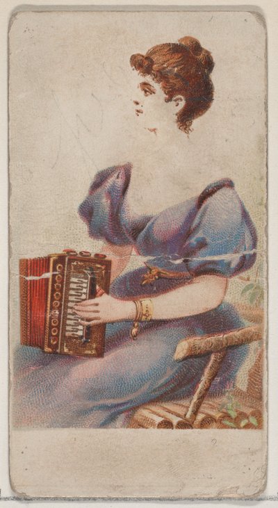 Fisarmonica, dalla serie Strumenti Musicali N82 per sigarette Duke, 1888 da Schumacher and Ettlinger
