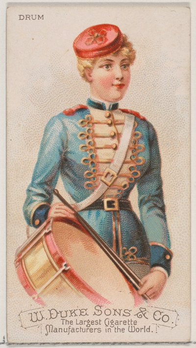 Tamburo, dalla serie Strumenti Musicali N82 per sigarette Duke, 1888 da Schumacher and Ettlinger
