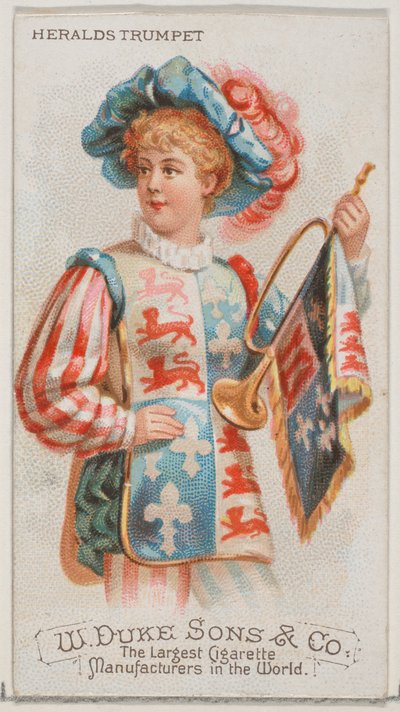 Tromba degli araldi, dalla serie Strumenti Musicali N82 per sigarette Duke, 1888 da Schumacher and Ettlinger