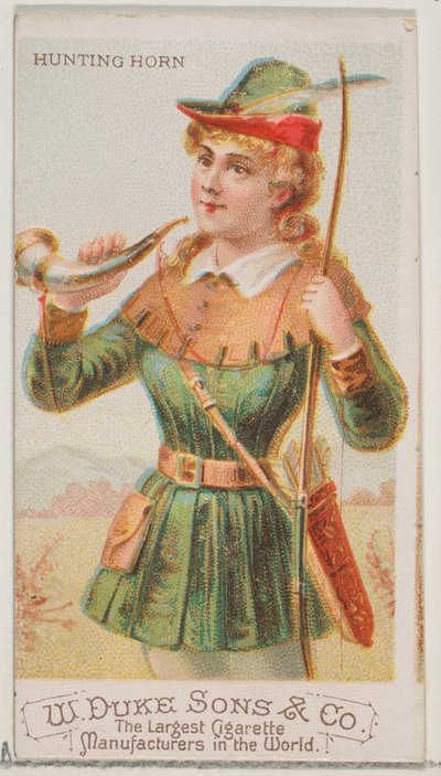 Corno da caccia, dalla serie Strumenti Musicali N82 per sigarette marca Duke, 1888 da Schumacher and Ettlinger