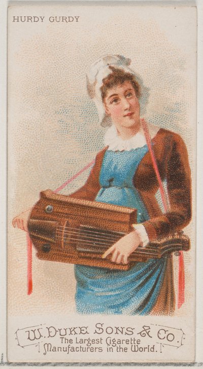 Ghironda, dalla serie Strumenti Musicali N82 per sigarette marca Duke, 1888 da Schumacher and Ettlinger