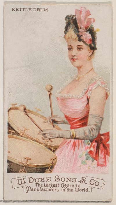 Timpano, dalla serie Strumenti Musicali N82 per sigarette marca Duke, 1888 da Schumacher and Ettlinger
