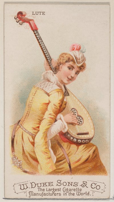 Liuto, dalla serie Strumenti Musicali N82 per sigarette marca Duke, 1888 da Schumacher and Ettlinger