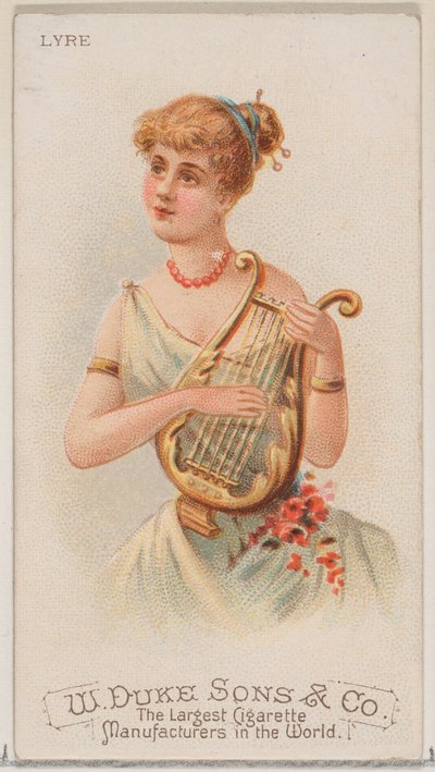 Lira, dalla serie Strumenti Musicali N82 per sigarette marca Duke, 1888 da Schumacher and Ettlinger