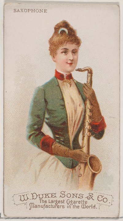 Sassofono, dalla serie Strumenti Musicali N82 per sigarette marca Duke, 1888 da Schumacher and Ettlinger