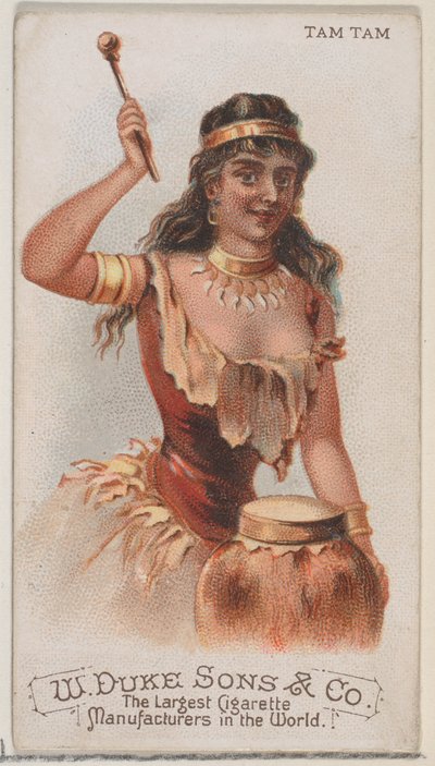 Tam Tam, dalla serie Strumenti Musicali N82 per sigarette Duke, 1888 da Schumacher and Ettlinger