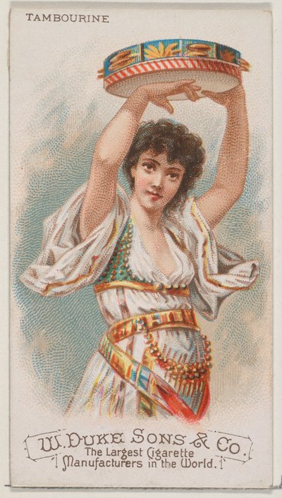 Tamburello, dalla serie Strumenti Musicali N82 per sigarette Duke, 1888 da Schumacher and Ettlinger