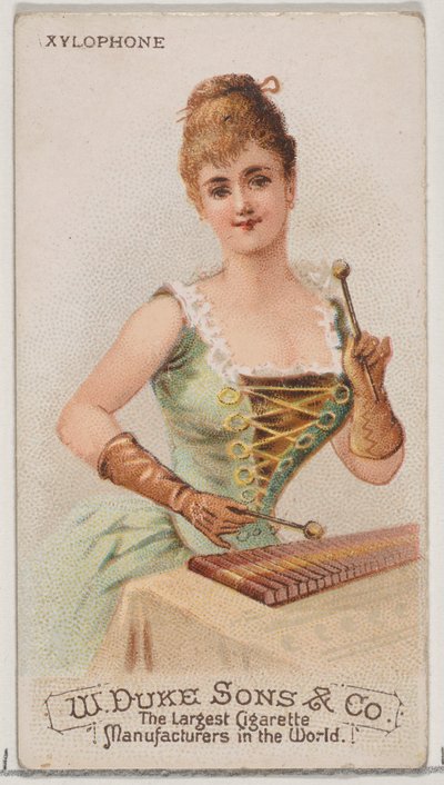 Xilofono, dalla serie Strumenti Musicali N82 per sigarette marca Duke, 1888 da Schumacher and Ettlinger