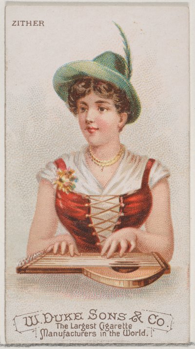 Cetra, dalla serie Strumenti Musicali N82 per sigarette marca Duke, 1888 da Schumacher and Ettlinger