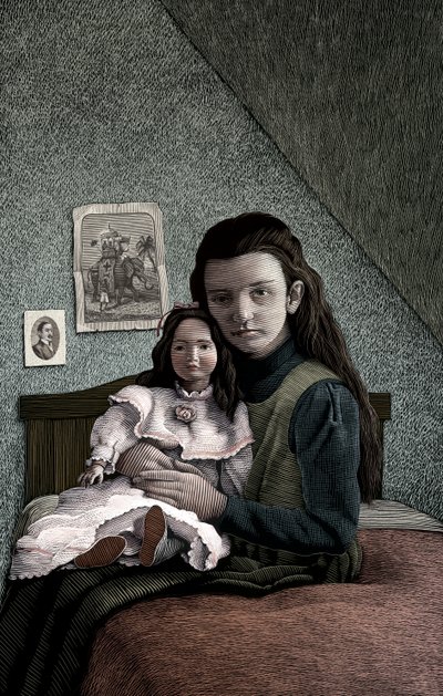 Una piccola principessa, 2004 (tavola a graffio, colorata in digitale) da Scott McKowen
