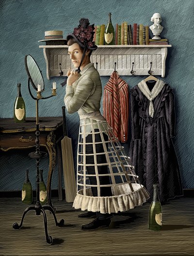 La zia di Charley, 2018 (tavola a graffio, colorata in digitale) da Scott McKowen