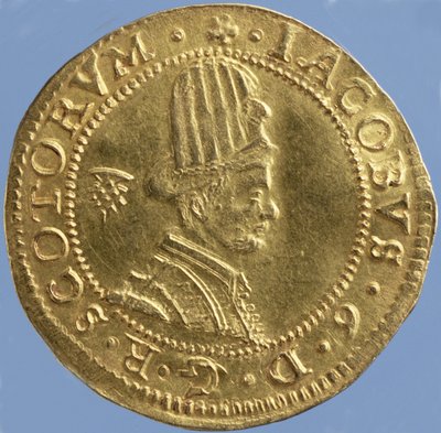 4 sterline scozzesi (hat-piece) di Giacomo VI, zecca di Edimburgo, 1591 (dritto) da Scottish School