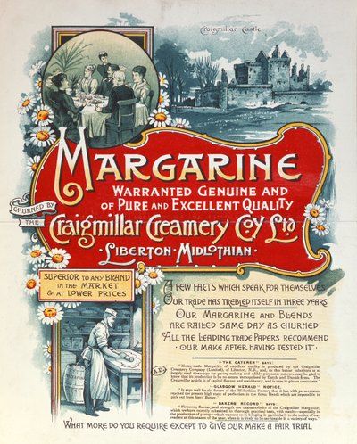 Pubblicità per la margarina prodotta dalla Craigmillar Creamery da Scottish School