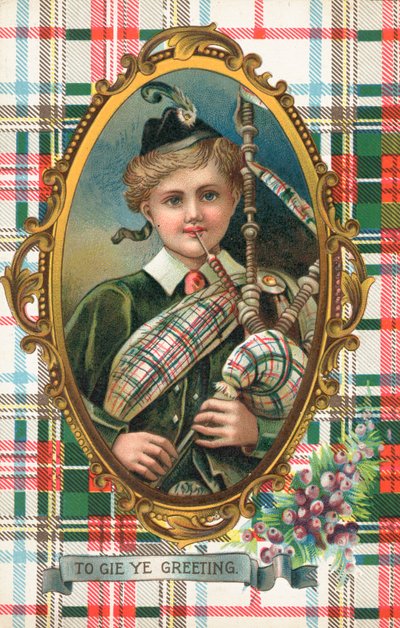 Biglietto di Capodanno britannico (litografia a colori) da Scottish School