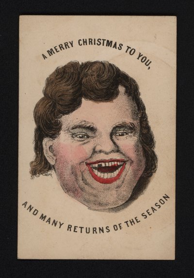 Volto di un uomo che ride, biglietto di auguri di Natale, fine XIX secolo da Scottish School