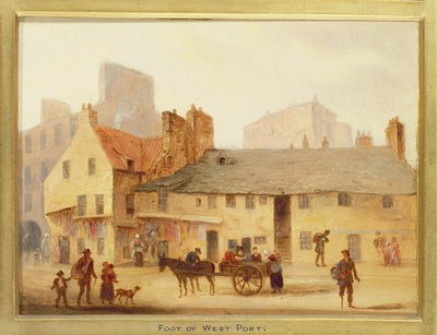 Piede di West Port, dettaglio da Edimburgo: Nove vedute della città vecchia da Scottish School