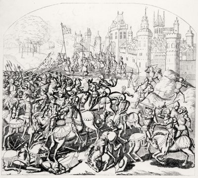 Re Davide di Scozia (1084-1153) arriva con un grande esercito davanti a Newcastle-upon-Tyne, 1138 da Scottish School