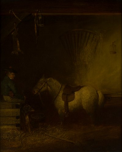 Pony in un interno di stalla da Scottish School