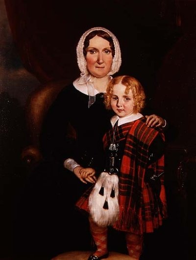 Ritratto di una donna scozzese con il suo giovane figlio in abito delle Highlands, c.1860 da Scottish School