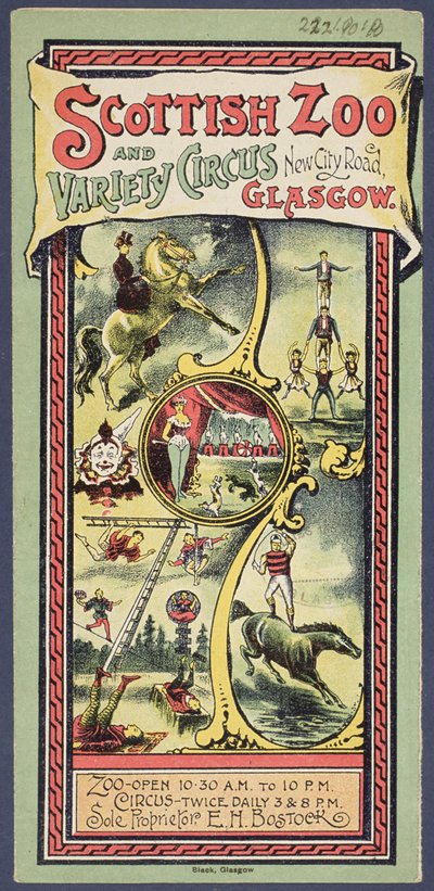 Volantino pubblicitario per lo Scottish Zoo e Variety Circus, c.1890 da Scottish School