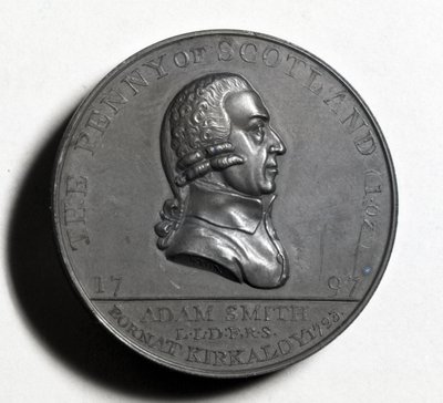 Penny scozzese commemorativo di Adam Smith (dritto), 1797 (rame) da Scottish School