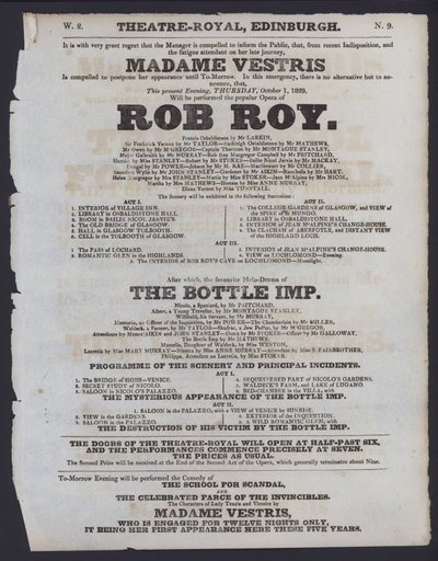Programma teatrale per il Theatre Royal, Edimburgo da Scottish School