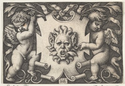 Maschera su uno scudo sostenuto da due geni, 1544 da Sebald Beham