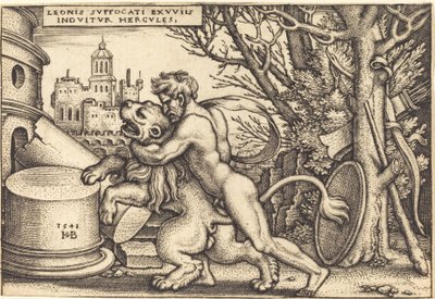 Ercole uccide il leone di Nemea da Sebald Beham