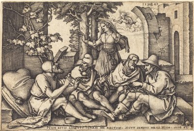 Giobbe conversa con i suoi amici da Sebald Beham