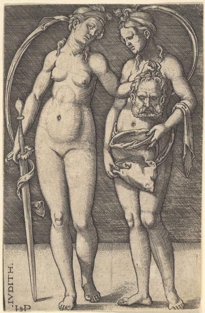 Giuditta in piedi a destra e con la testa di Oloferne nella mano destra, ca. 1520-30 da Sebald Beham
