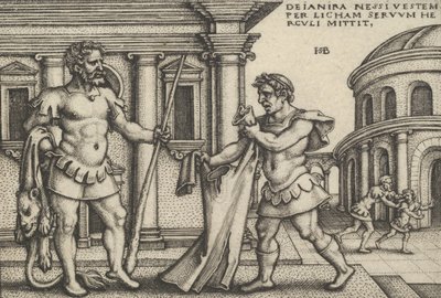 Lichas che porta la veste di Nesso a Ercole, da Le fatiche di Ercole da Sebald Beham