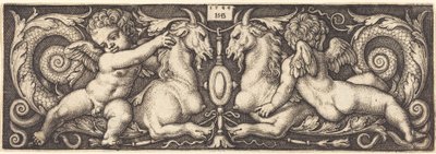 Ornamento con due geni che cavalcano due chimere da Sebald Beham