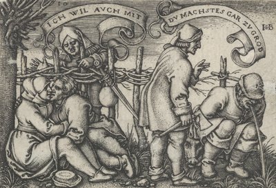 Contadini dietro la siepe, dalla Festa dei Contadini o i Dodici Mesi, 1546-47 da Sebald Beham