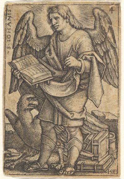 Piatto 4: San Giovanni con la testa girata tre quarti a sinistra, con un libro nella mano destra, 1541 da Sebald Beham