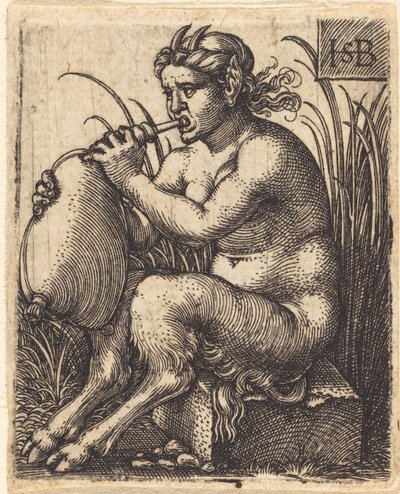 Donna satiro che suona la cornamusa da Sebald Beham
