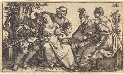 Due coppie innamorate con clown da Sebald Beham