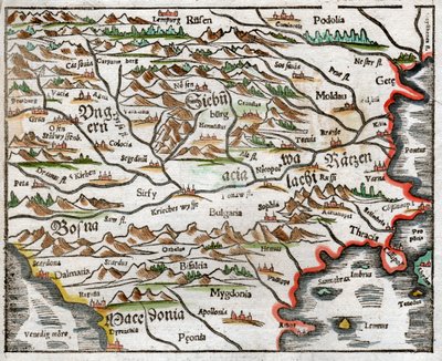 Europa orientale e Balcani 1575 da Sebastian Munster