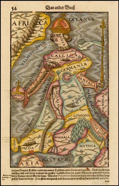 Europa regina Regina Europa Dalla Cosmographia, 1570 da Sebastian Munster
