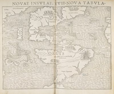 Mappa del Nord America, Novae insulae, XVII nova tabula da Sebastian Munster