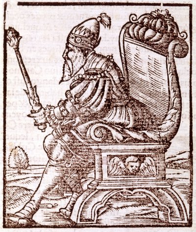 Qubilai (Kubilai Khan, primo imperatore della dinastia mongola Yuan (1215-1294) - in "Cosmographia" di S. Munster. Parigi da Sebastian Munster