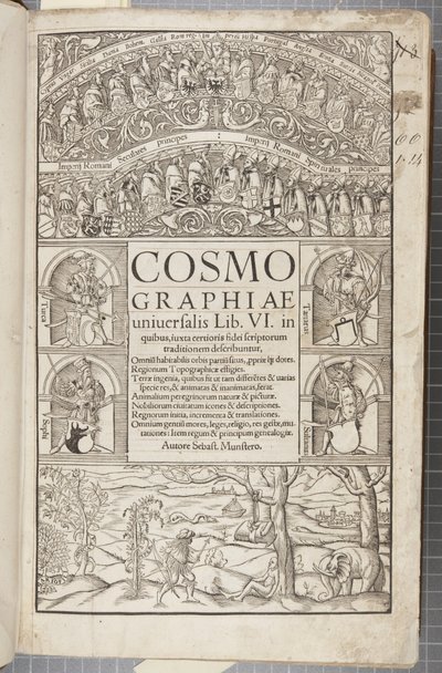 Pagina del titolo di Cosmographia, 1544 da Sebastian Munster