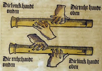Duo di flauti (da Musica getutscht di Sebastianus Virdung) da Sebastian Virdung