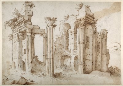 Rovine colonnate del Tempio di Minerva, Foro di Nerva, Roma da Sebastian Vrancx