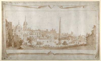 Progetto per un frontespizio con una vista di Roma dentro la Porta del Popolo e una vista del Pincio da Sebastian Vrancx