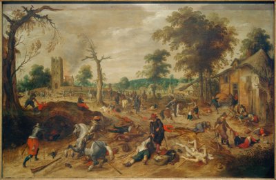 Il saccheggio del villaggio di Wommelgem da parte delle truppe delle province ribelli da Sebastian Vrancx