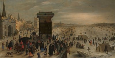 La gru sul molo di Anversa presso lo Schelda ghiacciato da Sebastian Vrancx